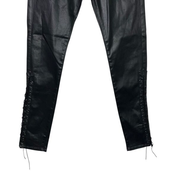 AG Adriano Goldschmied Jeans Women 27 Black Faux Leather Pants Farrah Skinny NEW - Picture 9 of 15